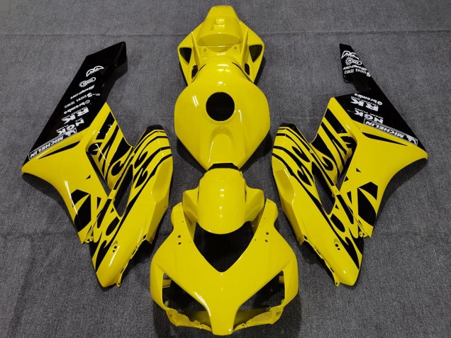 2004-2005 Honda CBR1000RR Motorcycle Fairings - Yellow Glossy Black Flame Australia