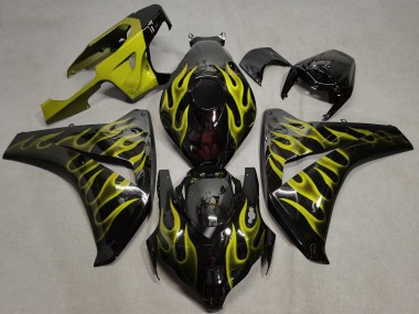 2008-2011 Honda CBR1000RR Motorcycle Fairings - Glossy Black Gold Flame Australia