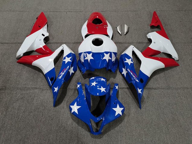 2007-2008 Honda CBR600RR Motorcycle Fairings - White Blue Red American Flag Australia