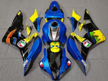 2007-2008 Honda CBR600RR Motorcycle Fairings - Blue Yellow Glossy Black Shark Australia