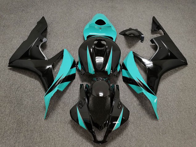 2007-2008 Honda CBR600RR Motorcycle Fairings - Cyan Blue Glossy Black Australia