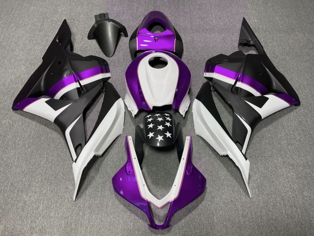 2009-2012 Honda CBR600RR Motorcycle Fairings - White Purple Matte Black Star Australia