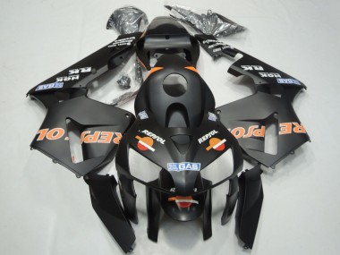 2003-2004 Honda CBR600RR Motorcycle Fairings - Matte Black Orange Repsol Australia