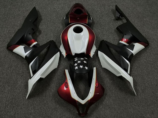 2009-2012 Honda CBR600RR Motorcycle Fairings - White Red Matte Black Star Australia