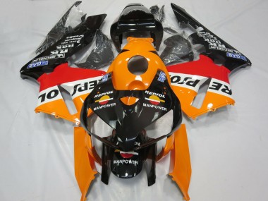 2005-2006 Honda CBR600RR Motorcycle Fairings - Orange White Red Glossy Black Repsol Man Power Australia