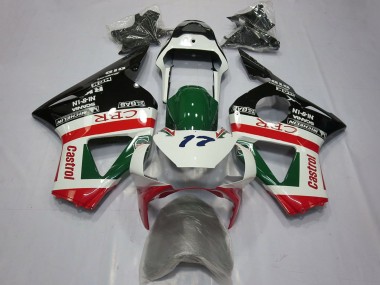 2002-2003 Honda CBR954RR Motorcycle Fairings - White Red Green Glossy Black CRR Castrol Australia