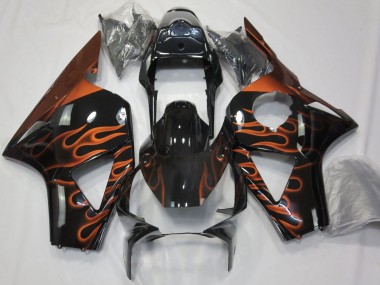 2002-2003 Honda CBR954RR Motorcycle Fairings - Glossy Black Orange Flame Australia