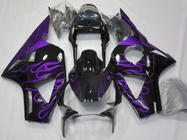 2002-2003 Honda CBR954RR Motorcycle Fairings - Glossy Black Purple Flame Australia