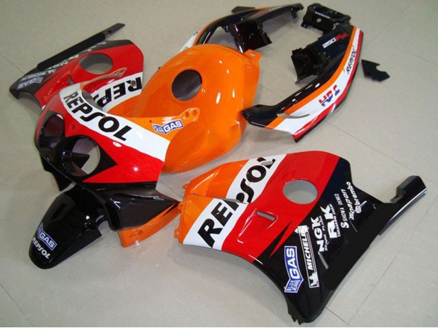 1990-1998 Honda CBR250RR Motorcycle Fairings - Orange White Red Glossy Black Classic Repsol Australia