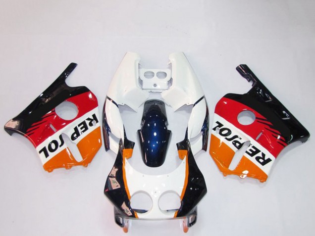 1990-1998 Honda CBR250RR Motorcycle Fairings - Orange White Red Glossy Black Repsol Australia