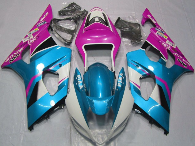 2003-2004 Suzuki GSXR 1000 Motorcycle Fairings - Light Blue White Pink Australia