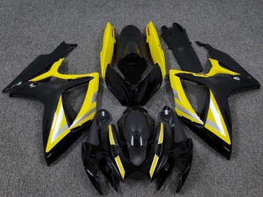 2006-2007 Suzuki GSXR 600 / GSXR 750 Motorcycle Fairings - Glossy Black Yellow Silver OEM Style Australia