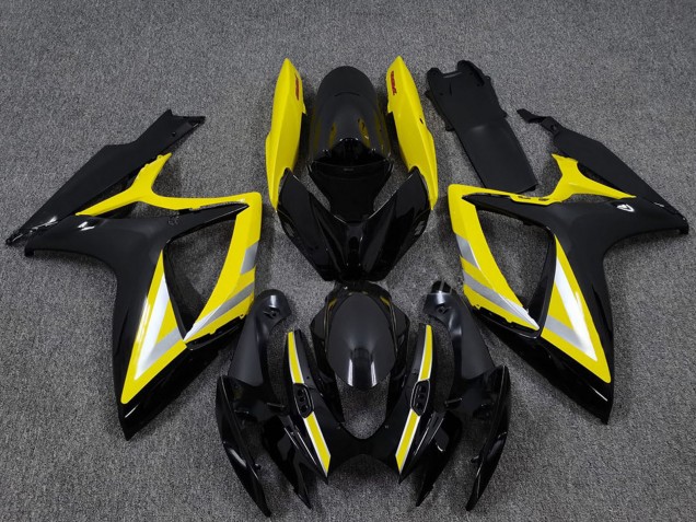 2006-2007 Suzuki GSXR 600 / GSXR 750 Motorcycle Fairings - Glossy Black Yellow Silver OEM Style Australia