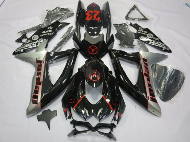 2008-2010 Suzuki GSXR 600 / GSXR 750 Motorcycle Fairings - Glossy Black Silver Red Jordan 23 Australia