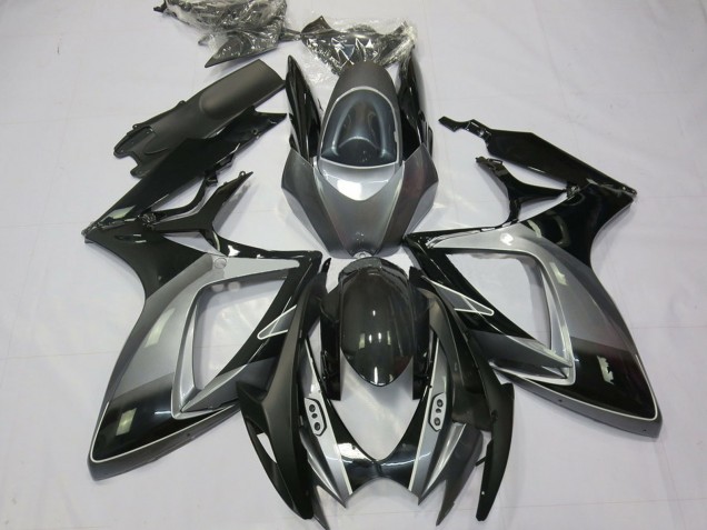 2006-2007 Suzuki GSXR 600 / GSXR 750 Motorcycle Fairings - Grey Glossy Black Stripe Australia