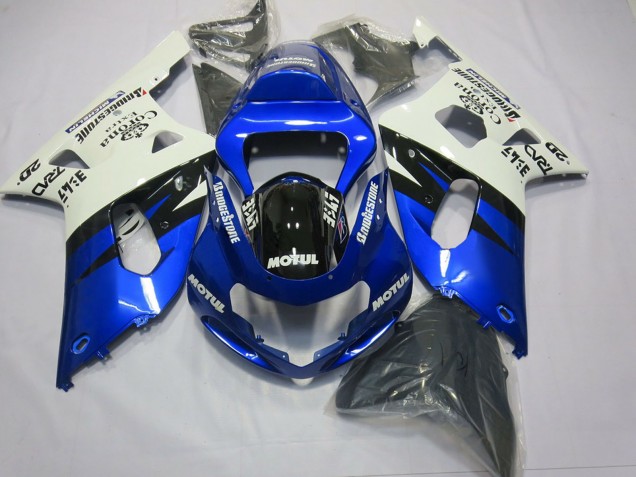 2001-2003 Suzuki GSXR 600 / GSXR 750 Motorcycle Fairings - White Blue Glossy Black Australia