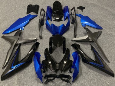 2008-2010 Suzuki GSXR 600 / GSXR 750 Motorcycle Fairings - Blue Grey Glossy Black Australia