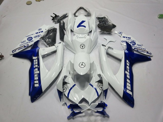 2008-2010 Suzuki GSXR 600 / GSXR 750 Motorcycle Fairings - White Blue Jordan Australia