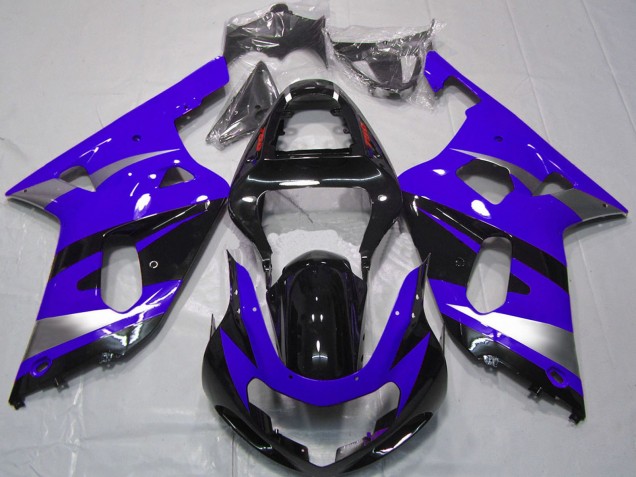 2001-2003 Suzuki GSXR 600 / GSXR 750 Motorcycle Fairings - Blue Silver Glossy Black OEM Style Australia