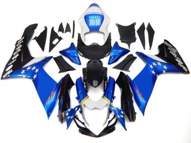 2011-2024 Suzuki GSXR 600 / GSXR 750 Motorcycle Fairings - Blue Style with Red Stars Australia