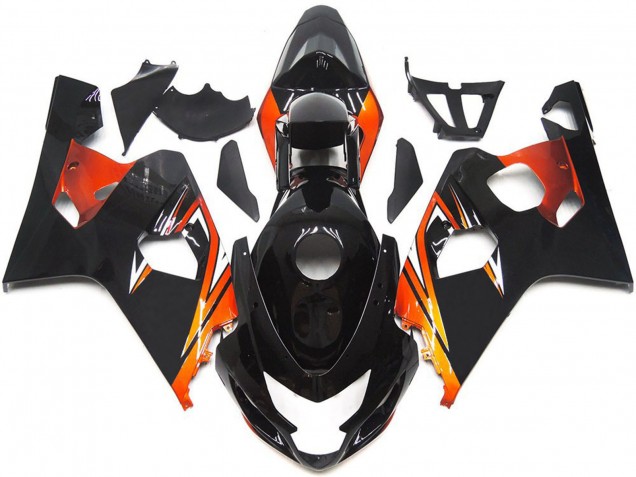 2004-2005 Suzuki GSXR 600 / GSXR 750 Motorcycle Fairings - Glossy Black Orange OEM Style Australia