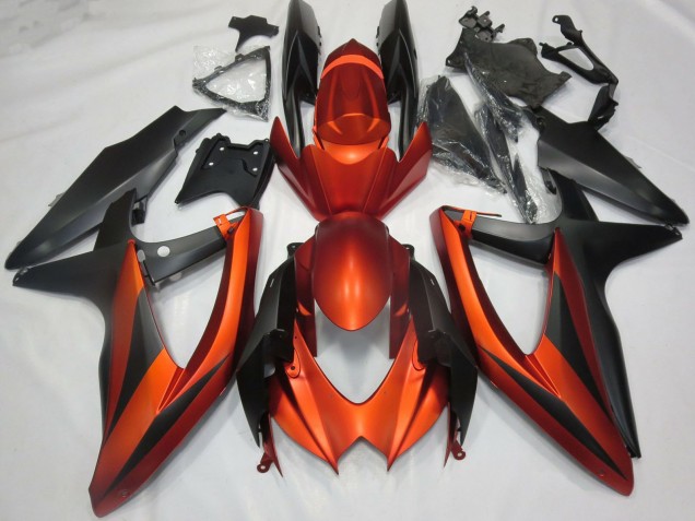 2008-2010 Suzuki GSXR 600 / GSXR 750 Motorcycle Fairings - Burnt Orange Matte Black Australia