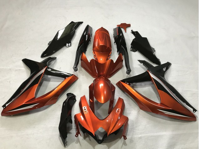 2008-2010 Suzuki GSXR 600 / GSXR 750 Motorcycle Fairings - Burnt Orange Glossy Black Australia