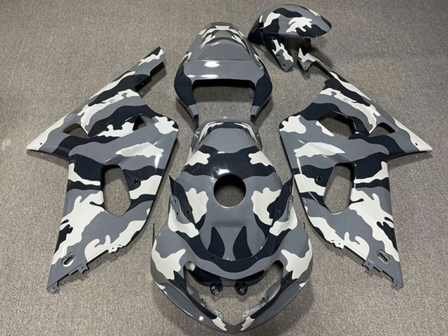 2001-2003 Suzuki GSXR 600 / GSXR 750 Motorcycle Fairings - Grey Black White Camouflage Australia