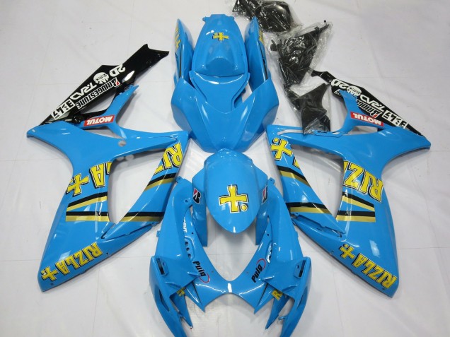 2006-2007 Suzuki GSXR 600 / GSXR 750 Motorcycle Fairings - Light Blue Black Yellow Rizla Australia