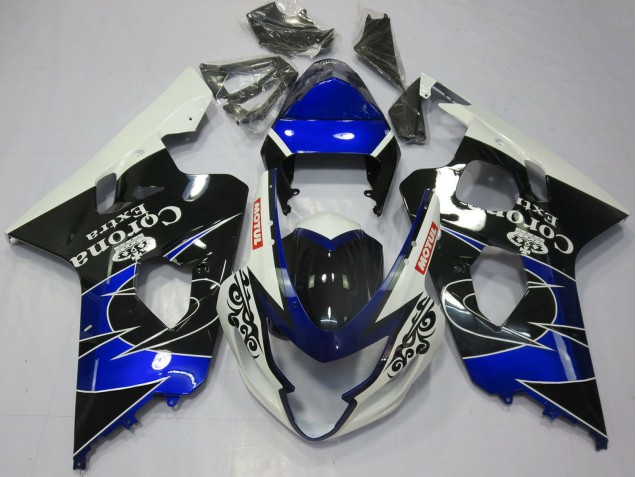 2004-2005 Suzuki GSXR 600 / GSXR 750 Motorcycle Fairings - White Blue Black Corona Motul Australia