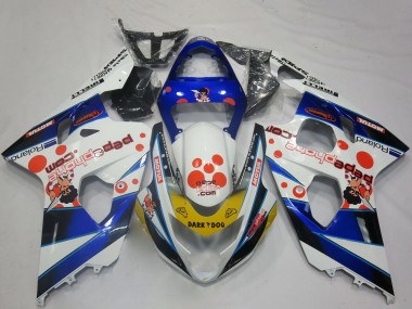 2004-2005 Suzuki GSXR 600 / GSXR 750 Motorcycle Fairings - White Blue Red Yellow Black Dark Dog Australia