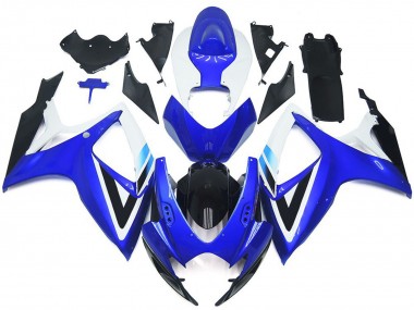 2006-2007 Suzuki GSXR 600 / GSXR 750 Motorcycle Fairing Kits - White Blue Glossy Black OEM Style Australia