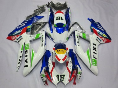 2008-2010 Suzuki GSXR 600 / GSXR 750 Motorcycle Fairings - White Blue Green Yellow Red Fixi 16 Australia