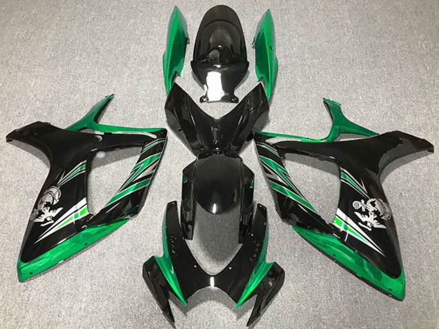 2006-2007 Suzuki GSXR 600 / GSXR 750 Motorcycle Fairings - Green Glossy Black Australia