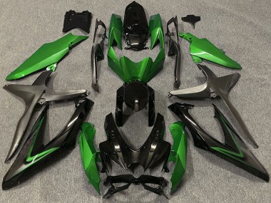 2008-2010 Suzuki GSXR 600 / GSXR 750 Motorcycle Fairings - Green Grey Glossy Black Australia