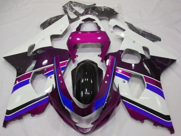 2004-2005 Suzuki GSXR 600 / GSXR 750 Motorcycle Fairings - White Pink Blue Glossy Black Australia
