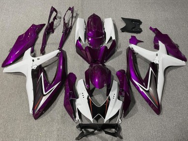 2008-2010 Suzuki GSXR 600 / GSXR 750 Motorcycle Fairing - White Purple Black Australia