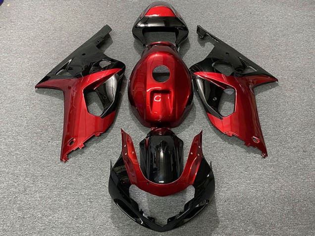 2001-2003 Suzuki GSXR 600 / GSXR 750 Motorcycle Fairings - Red Glossy Black Australia