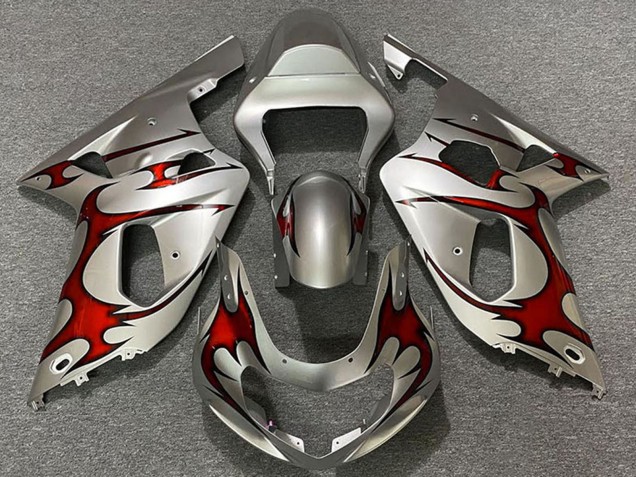 2001-2003 Suzuki GSXR 600 / GSXR 750 Motorcycle Fairings - Silver Red Australia