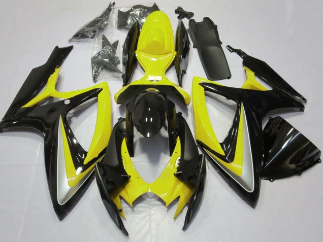 2006-2007 Suzuki GSXR 600 / GSXR 750 Motorcycle Fairings - Yellow Glossy Black Australia