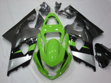 2004-2005 Suzuki GSXR 600 / GSXR 750 Motorcycle Fairing - Green Silver Glossy Black Australia