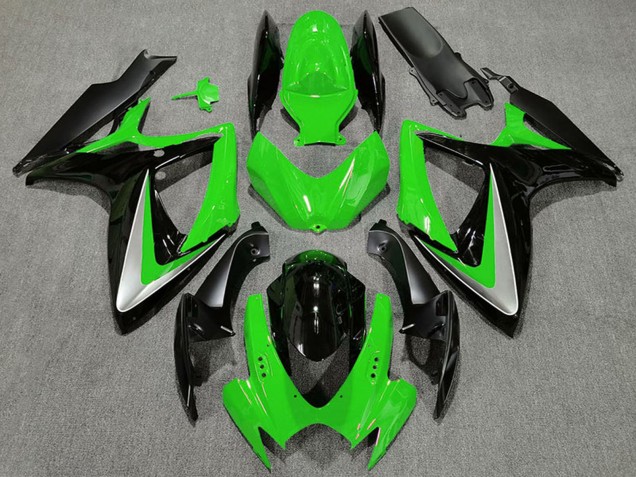 2006-2007 Suzuki GSXR 600 / GSXR 750 Motorcycle Fairings - Green Silver Glossy Black OEM Style Australia