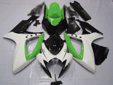 2006-2007 Suzuki GSXR 600 / GSXR 750 Motorcycle Fairings - Green White Glossy Black Star Australia