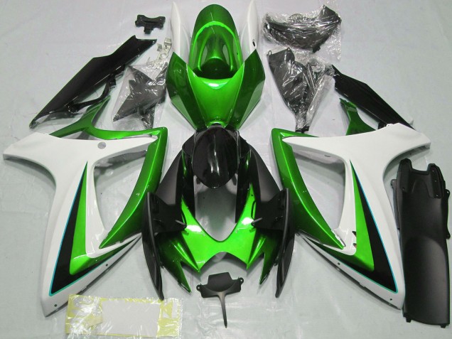 2006-2007 Suzuki GSXR 600 / GSXR 750 Motorcycle Fairings - Green White Glossy Black Australia