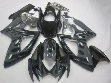 2006-2007 Suzuki GSXR 600 / GSXR 750 Motorcycle Fairings - Grey Black Flame Australia