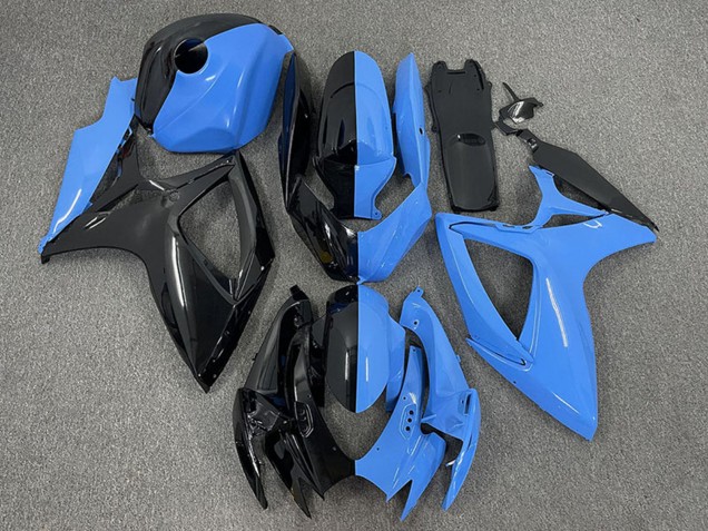 2006-2007 Suzuki GSXR 600 / GSXR 750 Motorcycle Fairings - Glossy Black Blue Split Australia