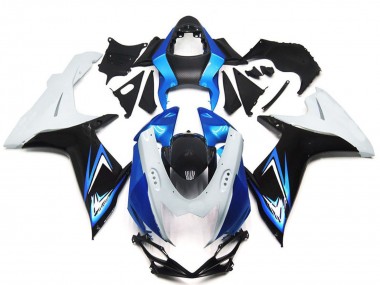 2011-2024 Suzuki GSXR 600 / GSXR 750 Motorcycle Fairings - White Light Blue Glossy Black Australia