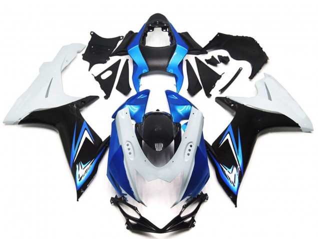 2011-2024 Suzuki GSXR 600 / GSXR 750 Motorcycle Fairings - White Light Blue Glossy Black Australia