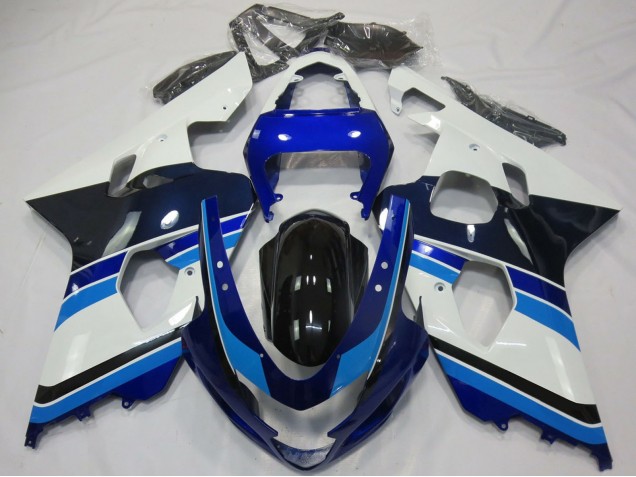 2004-2005 Suzuki GSXR 600 / GSXR 750 Motorcycle Fairings - White Blue Glossy Black Australia