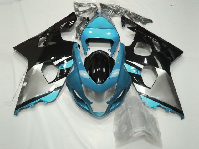 2004-2005 Suzuki GSXR 600 / GSXR 750 Motorcycle Fairings - Light Blue Silver Glossy Black Australia
